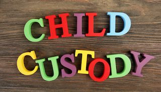 Block letters spelling “child custody”