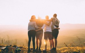 Group of people watching sunrise