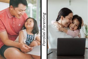 Picture of father and child and picture of mother and child, separate