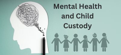 White cutout of a head with scribble writing inside and an image of children holding hands